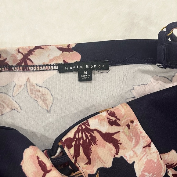 Haute Monde Navy Floral Bodycon Mini Dress - Size Medium - Picture 7 of 9